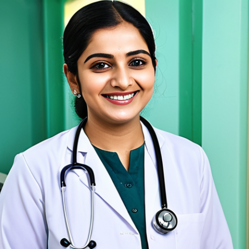 Home 7 **
"A fully clothed female doctor, wearing a traditional shalwar kameez with a stethoscope, smiling gently in a brightly lit, modern hospital clinic in Karachi, appropriate attire, safe for work, perfect anatomy, natural proportions, professional, family-friendly, modest clothing, high-resolution photograph."
**